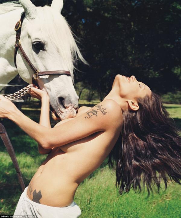 Angelina Jolie Boobs Kissing Horse