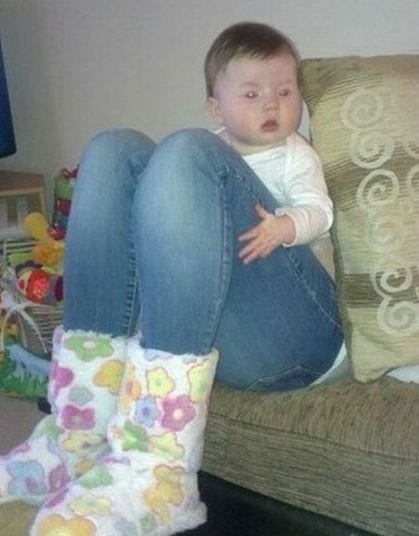 baby and mother legs